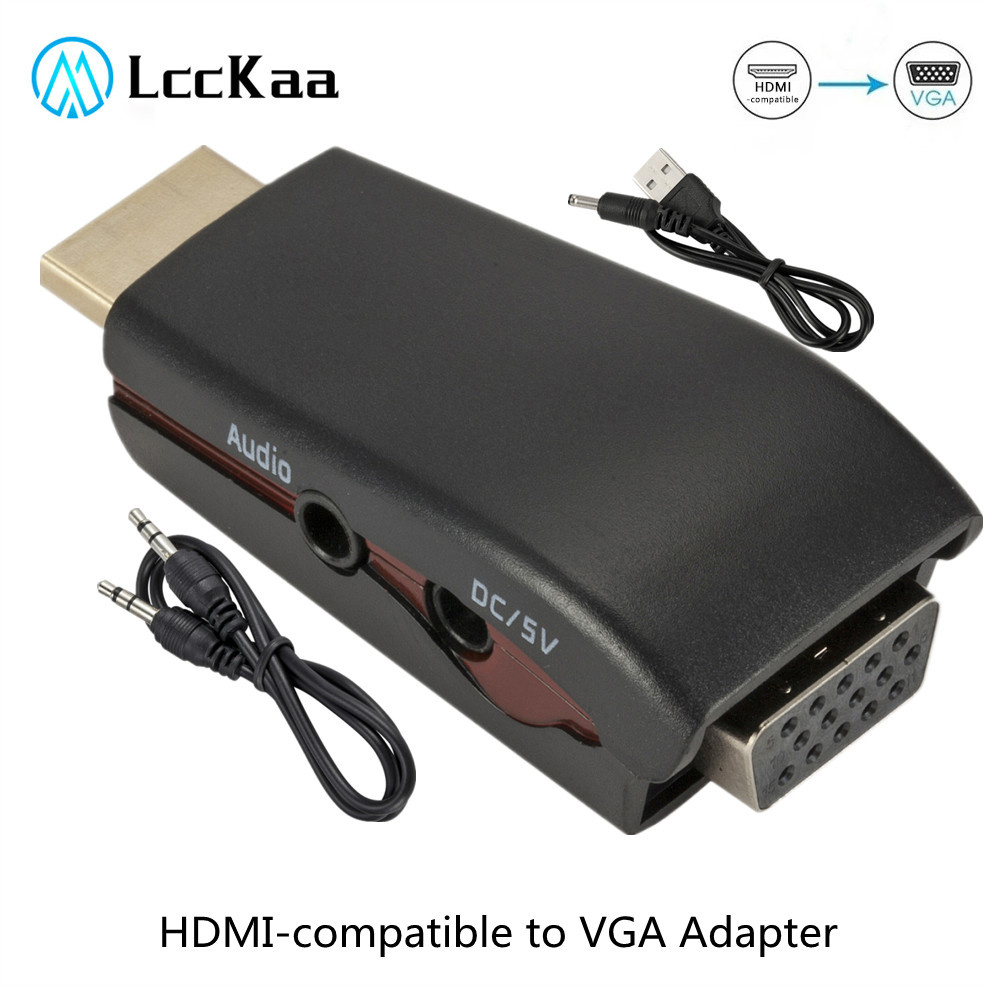 Hdmi-Compatibel Male Naar Vga Vrouwelijke Converter 3.5Mm Audio Kabel Adapter 1080P Hd Video-uitgang Voor Pc laptop Tv Monitor Projector