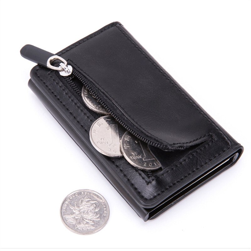 Zovyvol Carbon Fiber Magnetic Closing RFID Anti-Theft Credit Card Holder Men And Women Aluminum Box Smart Wallet