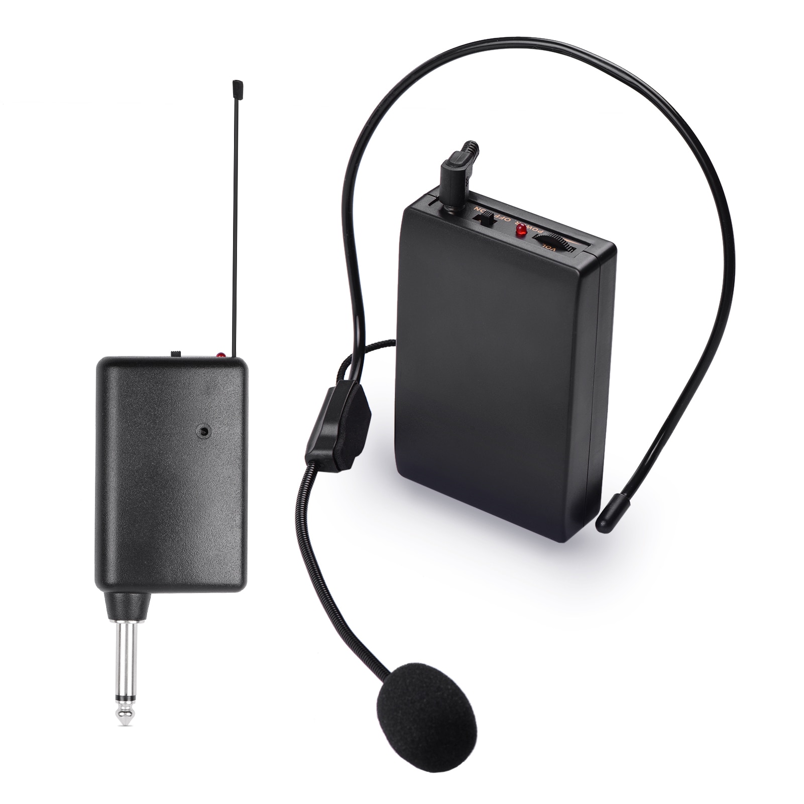 Draagbare Vhf Draadloze Microfoon Systeem Met Headset Microfoon + Bodypack Zender + Mini Receiver Met 6.35Mm Plug Voor Meeting