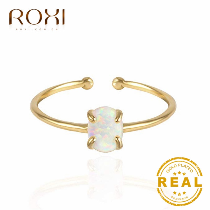 ROXI Dainty Feuer Opal Ringe Engagement Schmuck Elegante Gold Öffnen Hochzeit Ringe für Frauen Party Einfache Ringe Finger Schmuck