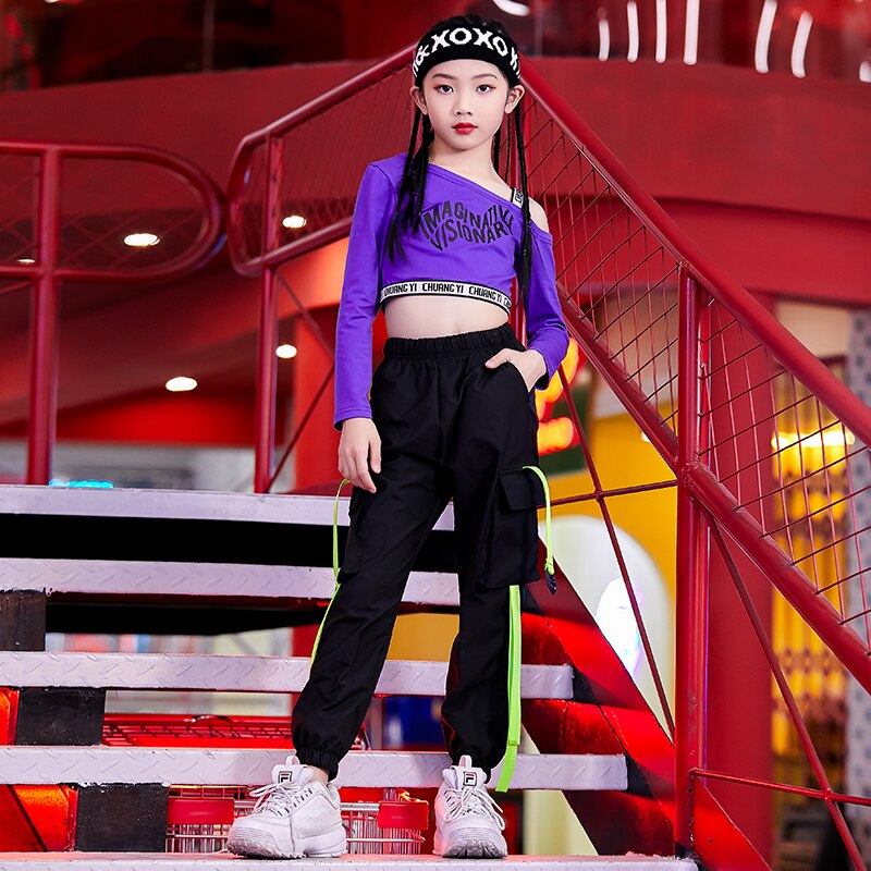 Hiphop kostuums kinderen streetdance kleding meisjes jazz moderne dans rave outfit podiumoptredens dnv 12371