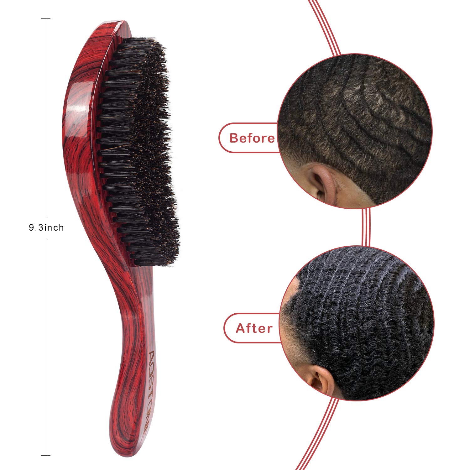 Salon Zwarte Krullen Men&#39;s Boar Harde Zwarte Man 360 Golven Kam Mannen Heren Haar Kit Kapsel Kapper Afro Wave Borstel mahonie Borstels