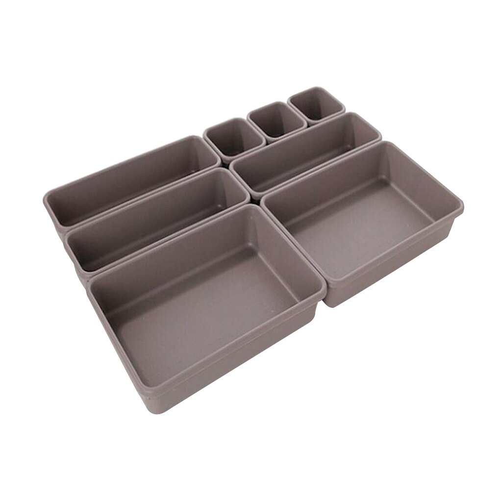 8pcs/set Drawer Divider Plastic Storage Box Insert Tray Office Home Organizer Supplies: Auburn