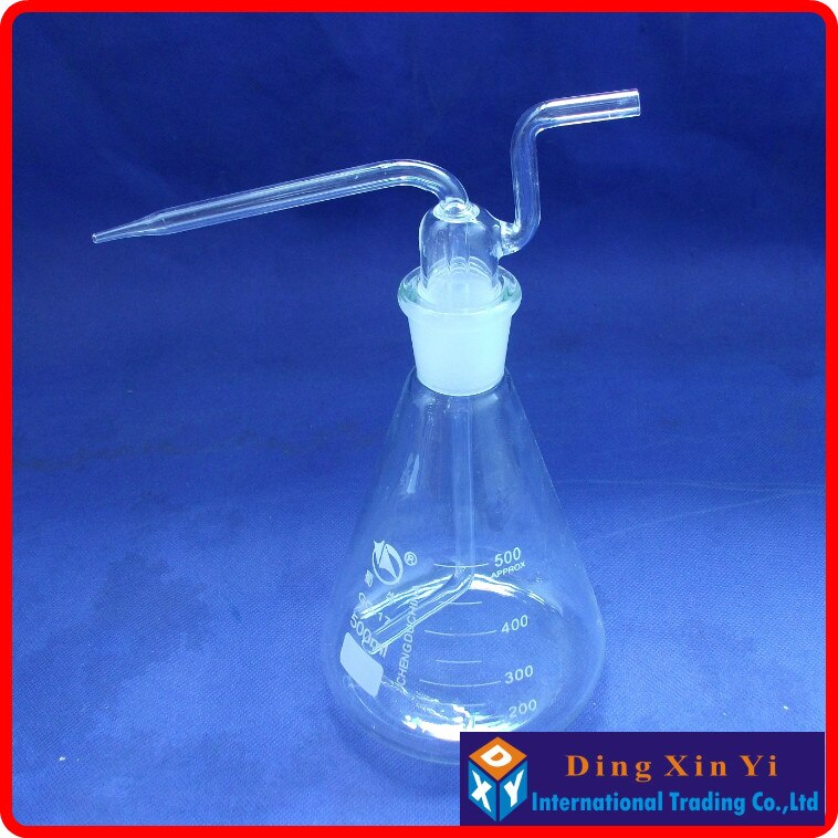 Bouteille Laveuse De Gaz En Verre Borosilicaté 500 Ml - Bouchon GL45 Avec Joint Silicone - Pour Laboratoire - 10