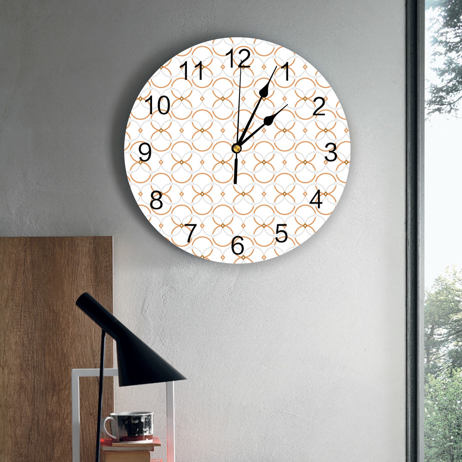 Geometric Spiral Geogrid Circle PVC Wall Clock Home Decor Bedroom Silent Clock Kitchen Living Room Wall Digital Clock