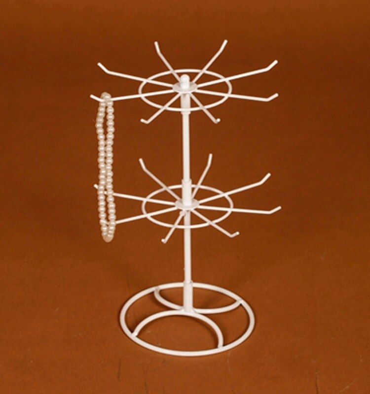 Duurzame 2-- laags roterende sieradenstandaard, oorbellen, ketting, ringdisplay, organizer, houder, afneembaar, roterend sieradenrek