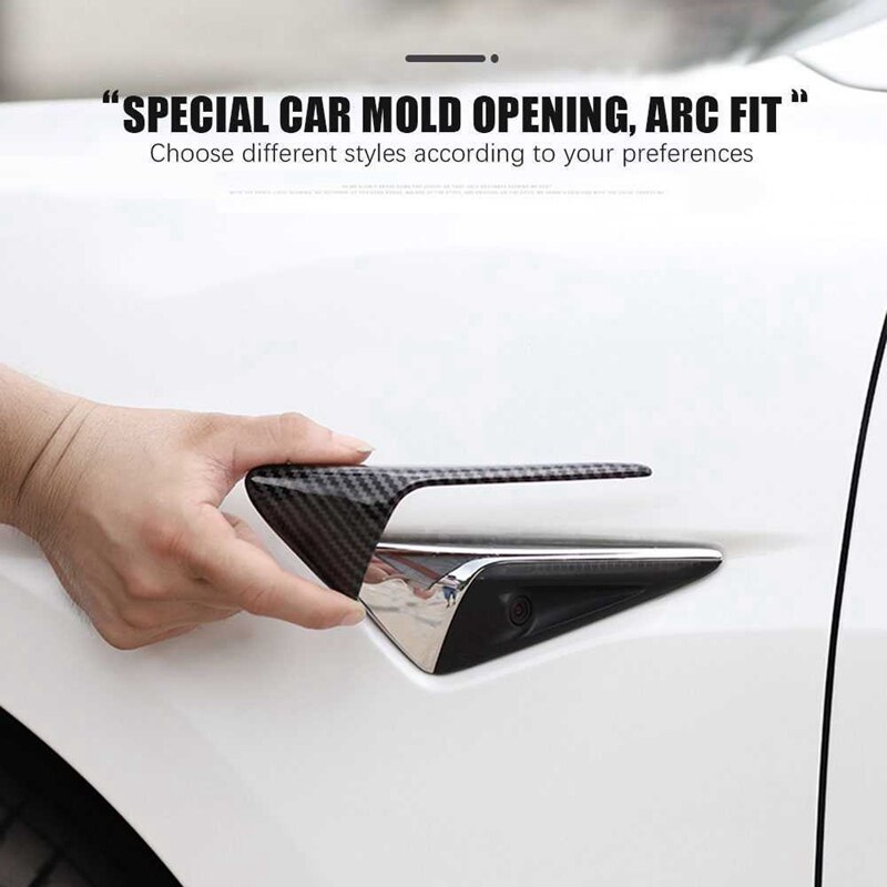 Carbon Fiber Side Fender Camera Cover Trim for Tesla Model 3 S X Y Car Camera Decorative Stickers