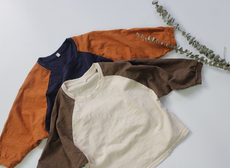 Herfst Kinderen Tees Koreaanse Stijl Raglanmouwen Patchwork Baby Jongens Losse T-shirts Peuters Kids Tops