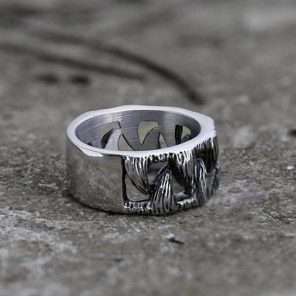 retro Zähne Tier Ring Stinless Stahl unisex Finger Ring Punk Felsen Für Freund Engagement Schmuck OSR612