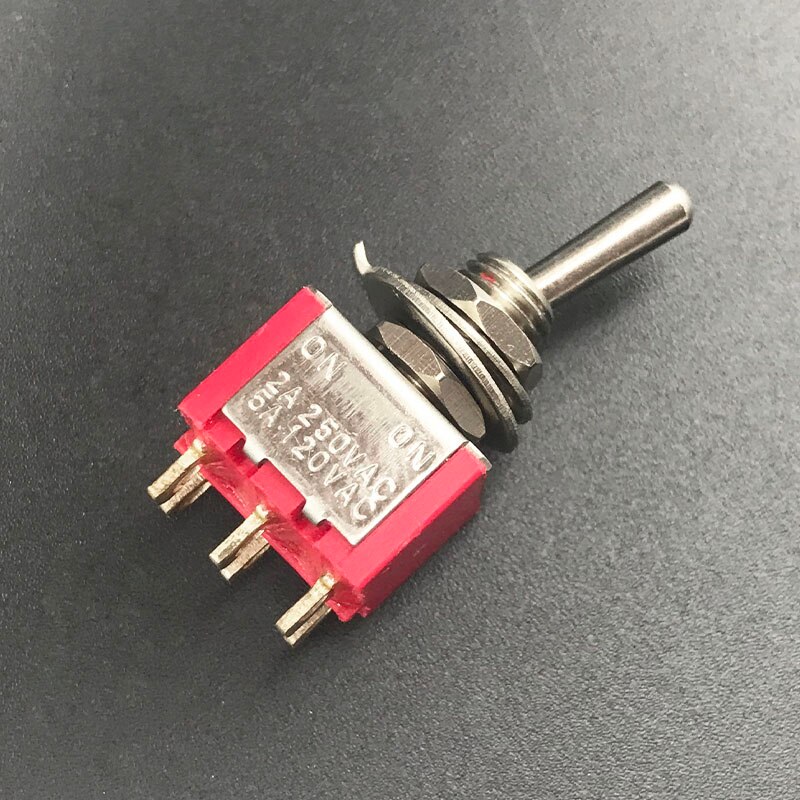 Mini interruptor de 2 vías para bajo eléctrico, accesorio para Guitarra eléctrica, CA 125V 6A, Encendido/encendido rojo/azul, a elegir