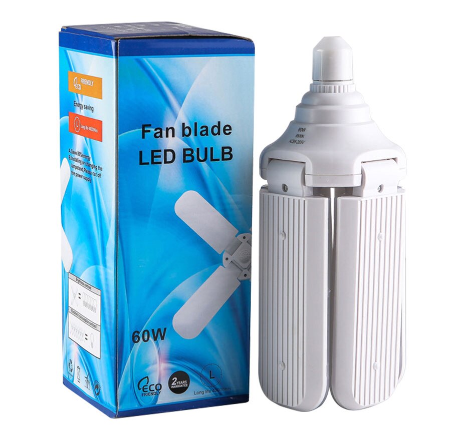 Førte highbay deformerbar garagelys 60w e27 85-265v 6000lm loftlampe til garage / loftsrum / kælder / hjem ledet minelampe  a1