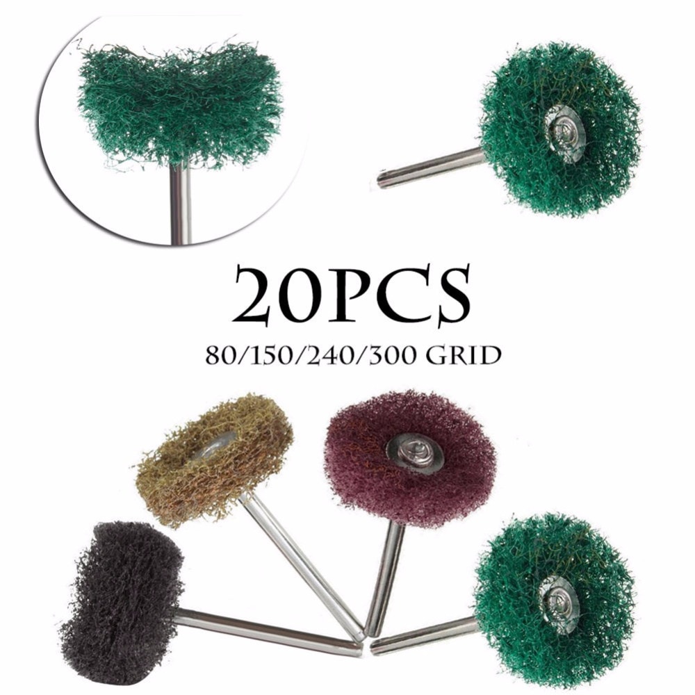20Pcs Polishers Buffers Abrasive 1" Scotch Brite Wheels Fit For Dremel Mixed Set