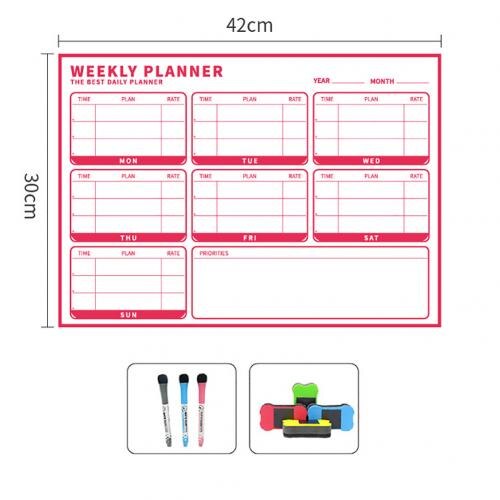 Magnetic Erasable Message Board Month Week Planner Calendar Sticker Chalkboard Kid School Business Office Meeting Calendar: Pink Weekly plan