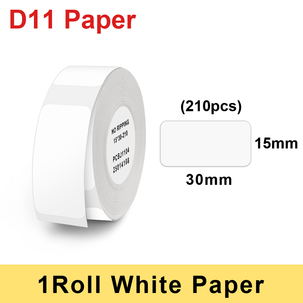 1 Roll Niimbot D11 / D110 Label Sticker Waterproof Anti-Oil Niimbot Labels Paper White Thermal Paper For Niimbot D11 Label Maker: 15x30mm 210pcs
