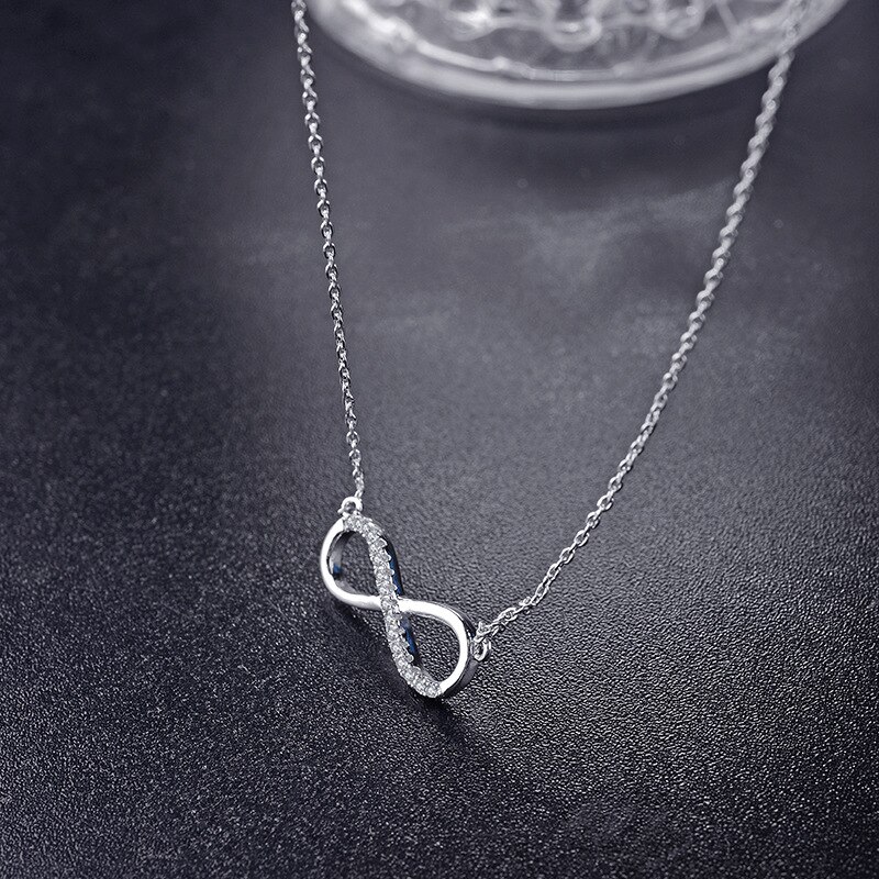 Negro Awn COLLAR COLGANTE de joyería de plata 925 para mujer enlace cadena Zircon bien suerte 8 China