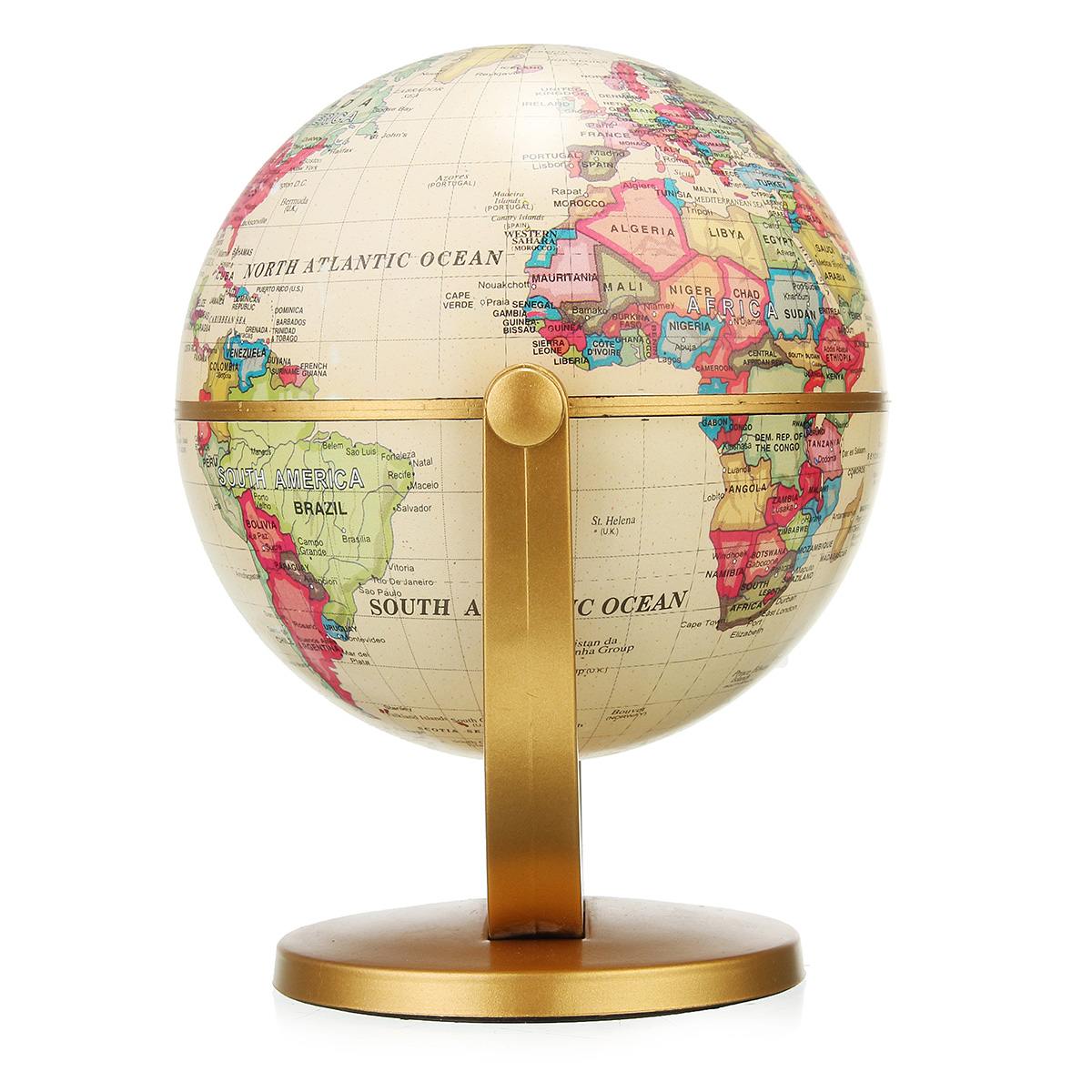 360 Degree Rotating World Globe Earth Antique Home Office Desktop Decor Geography Educational School Supplies Kids Learning