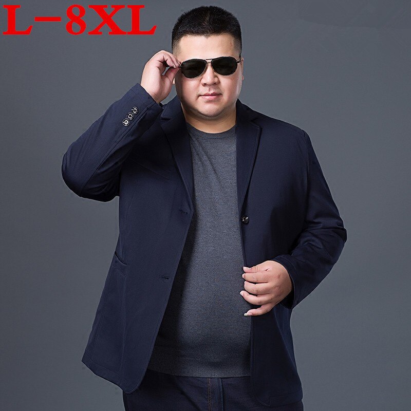 plus size 8XL 7XL 6XL Blazer Mens Casual Jacket Solid Color Cotton Men Blazer Jacket Men Classic Mens Suit Jackets Coats