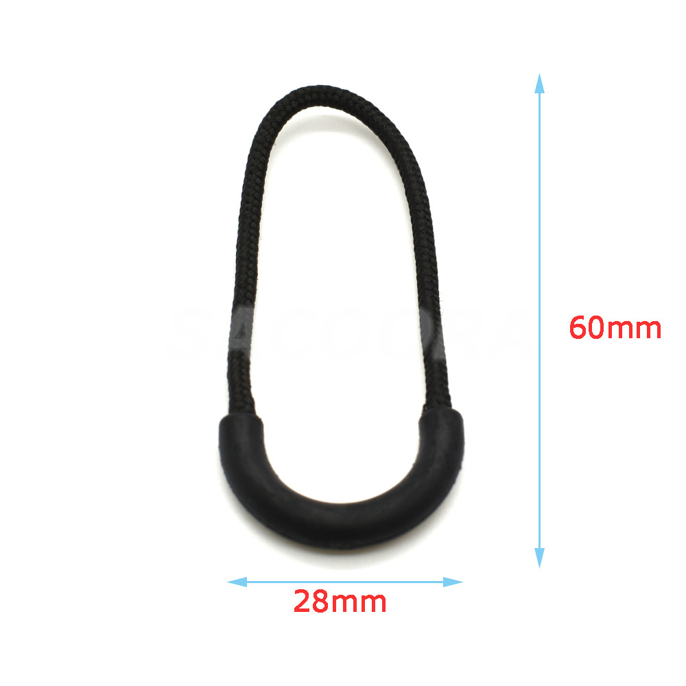 50pcs/pack Zipper Pulls Cord Rope Ends Lock Zip Clip Buckle Black For Paracord Accessories/ Backpack/Clothing