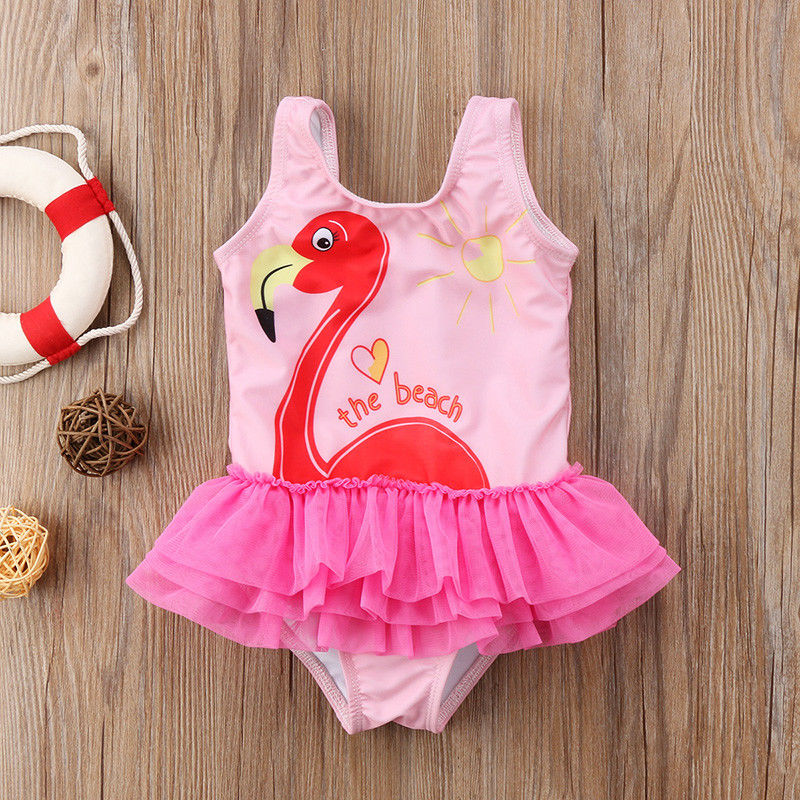 1-6y smålåve låve baby jente flamingo badedrakt tutu skjørt svømming heldress badetøy strandtøy badedrakt