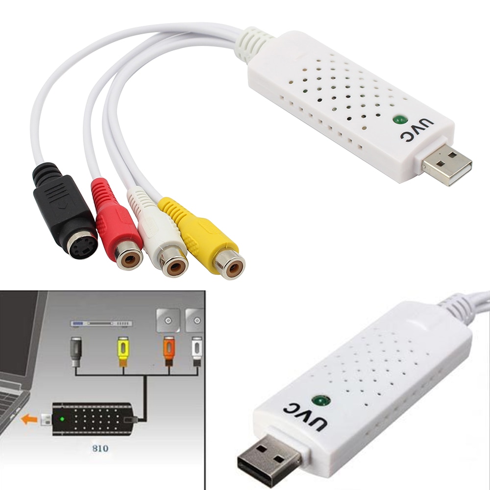 USB 2.0 Video Capture TV DVD VHS Video DVR Capture Adapter Card with Audio Support Win7/8/Vista for Computer/CCTV Camera