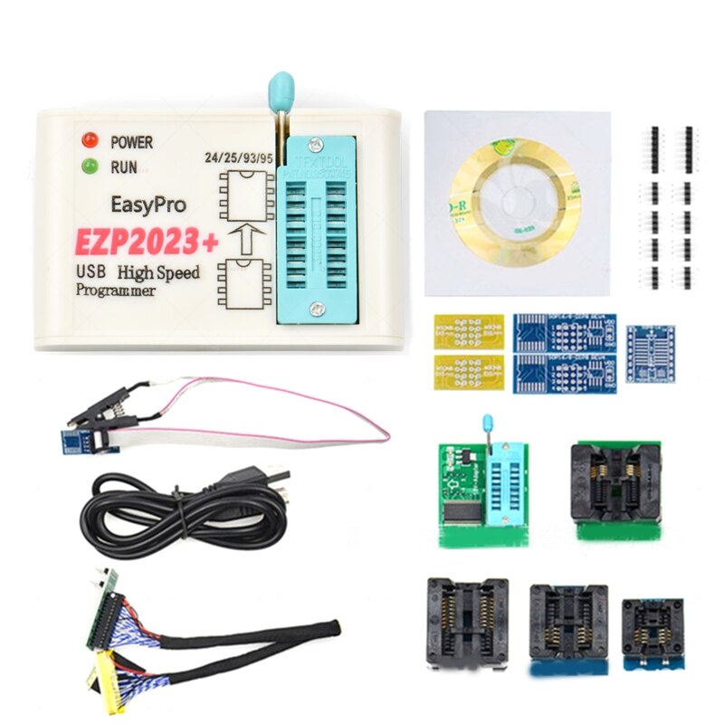 XX9A EZP2023 SPI Programmer EZP 2023 with Adapters 100% Original EZP 2023 Support 24/25/93 Bios 25T80 Offline Copy+5 Adapter