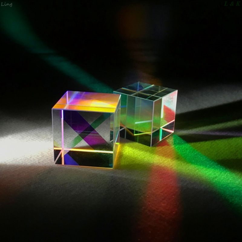 Prism Combine Cube 6sides Optical RGB Glass Len Square Prism with Light Box