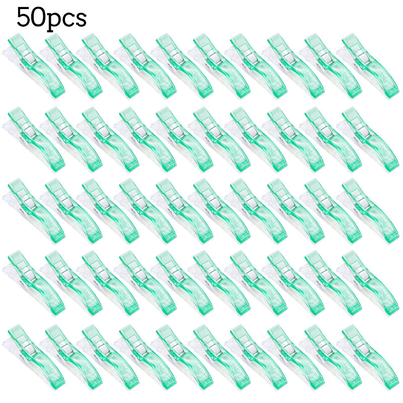 LMDZ 30/50PCS Multicolor Plastic Clips Fabric Clamps Sewing Clips Plastic Clamps Fabric Quilting Craft Sewing Knitting Clips: 50pcs Green