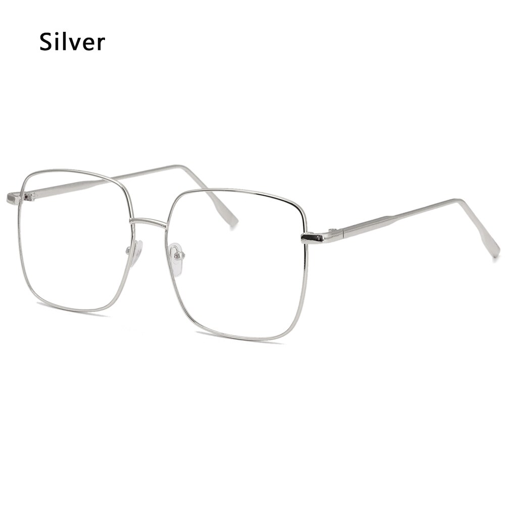 1 PC Anti Blue Ray Glasses Metal Frame Computer Glasses Women Eyewear Comfort Resin Lens Optical Spectacle Frames: silver