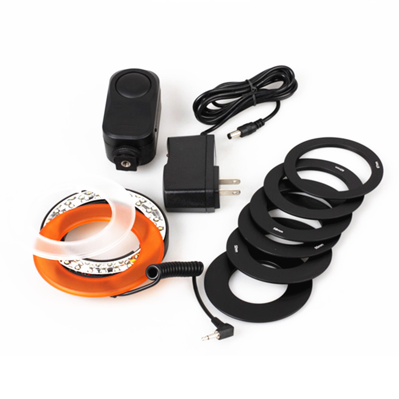 W48 LED Macro anillo luz de Flash para Canon 60D 7D 6D 5D Mark II 5D3 70D 600D 650D 550D... para Nikon D800 D600 D7100 D5100 D5200 D90