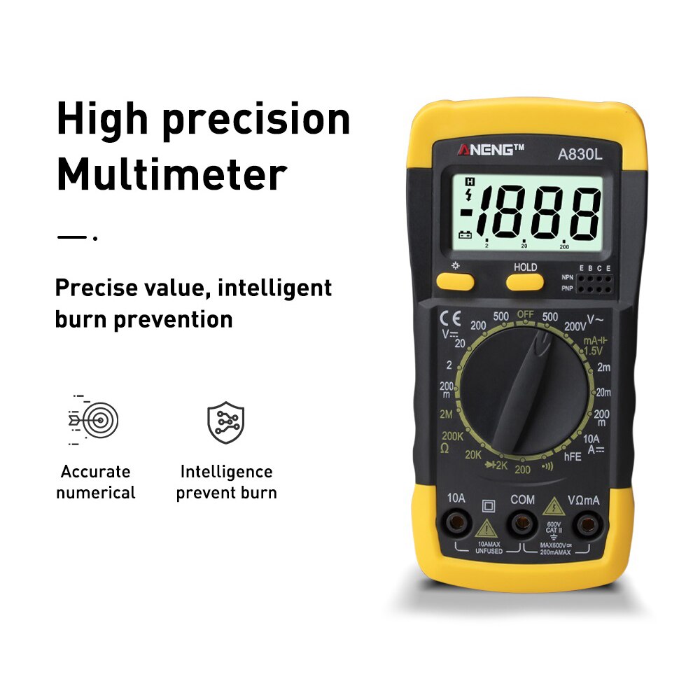 Digital Multimeter Voltmeter Ammeter ESR Meter Mini Multimeter Multi Meter AC/DC Volt DC Current On and off Tester