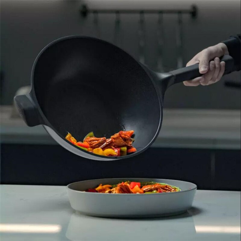 Xiaomi Huohou NonStick Super Platinum Frying Pan Wok Stockpot Milk Pan Durable Easy to Clean High Temperature Reminder Kitchen