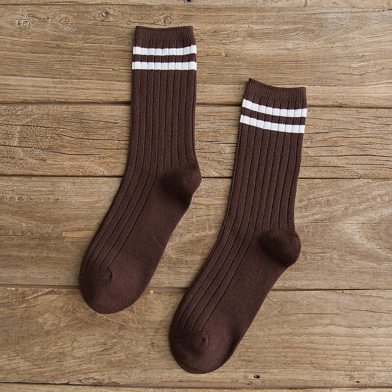 Japanese Loose Socks High School Girls Harajuku Socks Solid Colors Needles Knitting Striped Cotton Socks Women yellow blue black: Y01-7