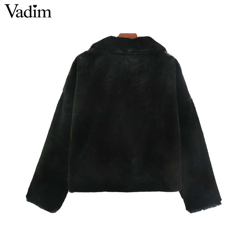 Vadim femmes fourrure manteaux veste pour homme poches cordon vestes vêtements d'extérieur pour femmes solide hauts amples CA597