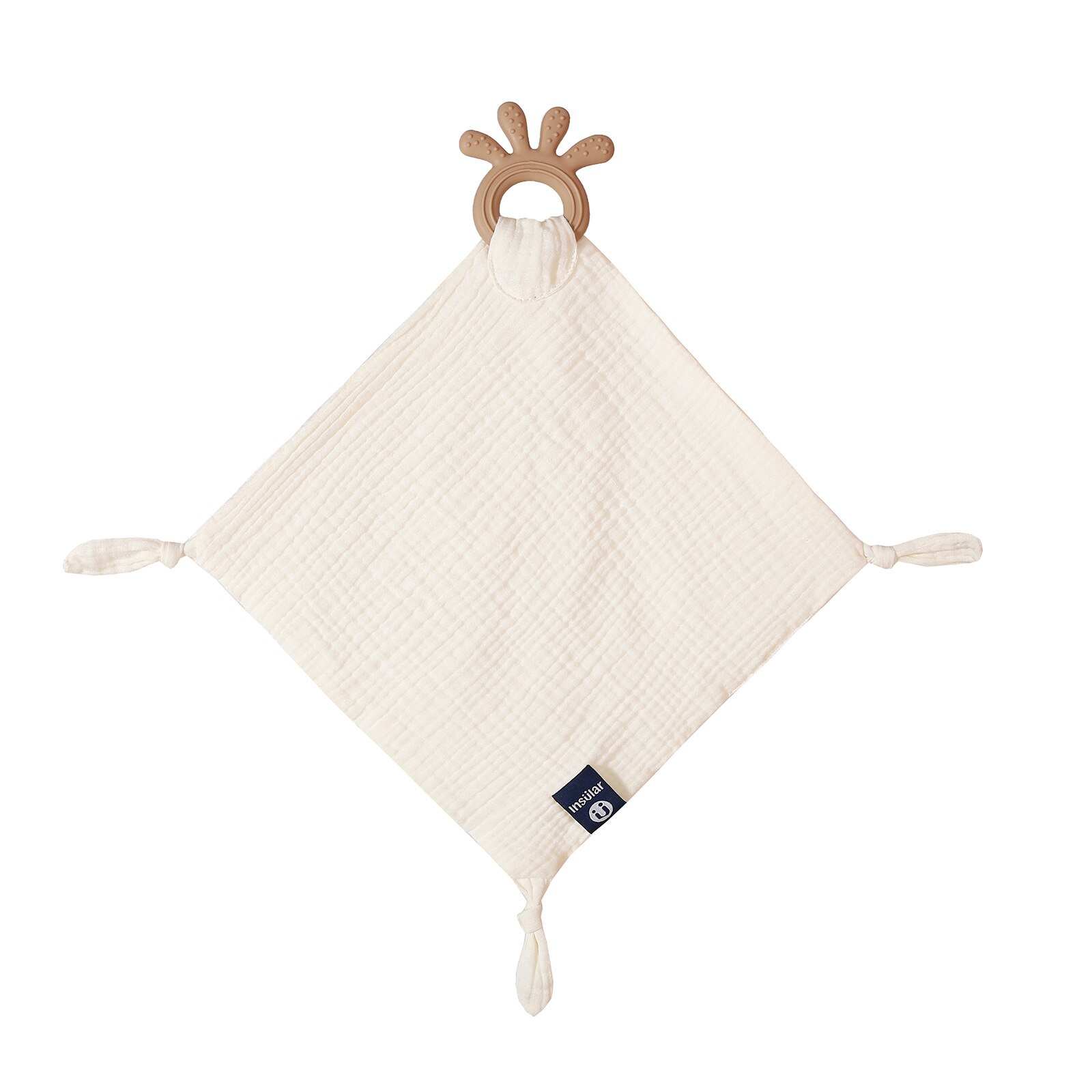 Baby Items Cotton Gauze Soothing Towel Molar Stick Teether Handkerchief Play Portable Toy: Beige
