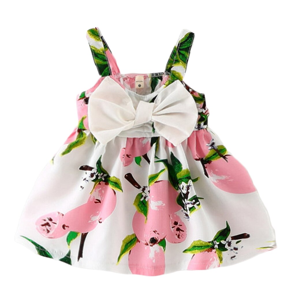 Zomer baby prinsessenjurk peuter babymeisjes zomer citroen print bloemen strik jurk zomerjurk kleding: Roze / 18m