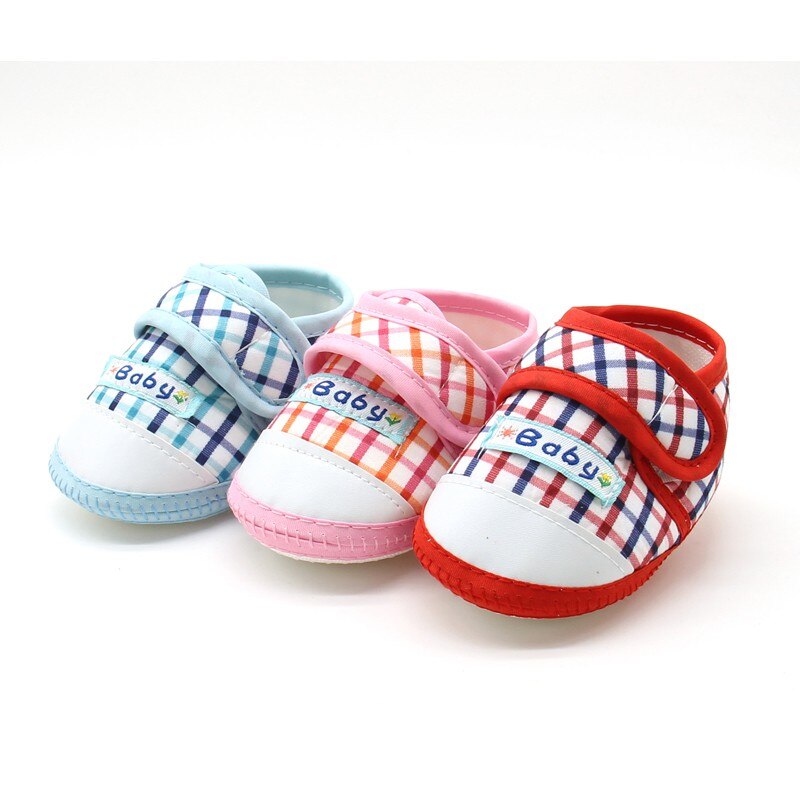 Baby Jongens Meisjes Schoenen Katoen Plaid Eerste Wandelaars Peuter Prewalker Soft Sole Laarsjes