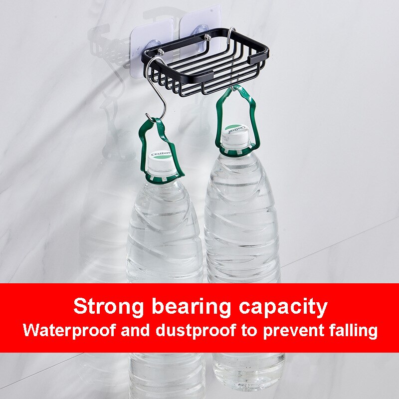 Czarne mydło Dishs łazienka naścienna przestrzeń aluminiowa mydelniczka przyssawka mocna niebrudząca półka na mydło akcesoria łazienkowe