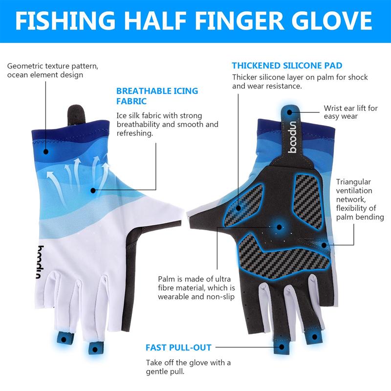 1 Pair Sun Protection Half-Finger Gloves Breathable Gloves For Sailing Cycling Outdoor Fishing Riding Camping Supplier