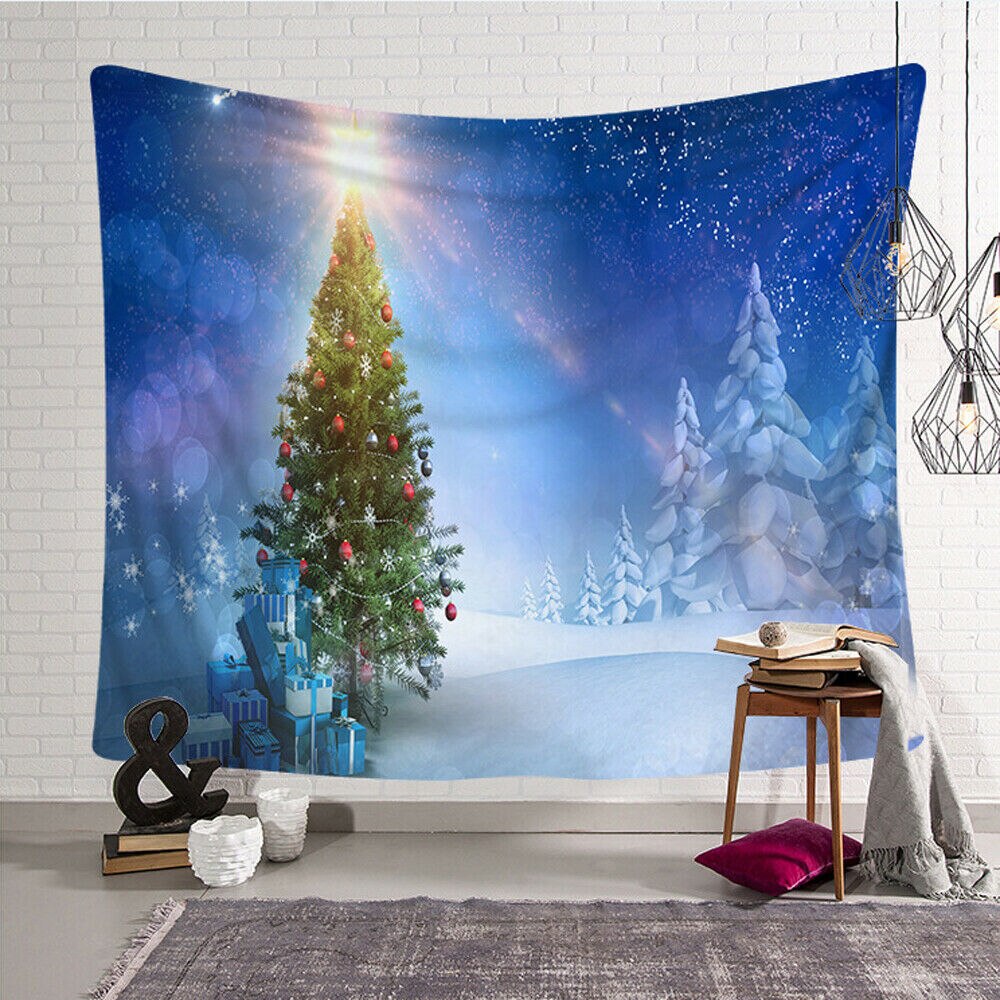 Digital Print Christmas Landscape Theme Picture Tapestry Background Wall Decoration Blanket Multi-Function Home Hotel Travel: J