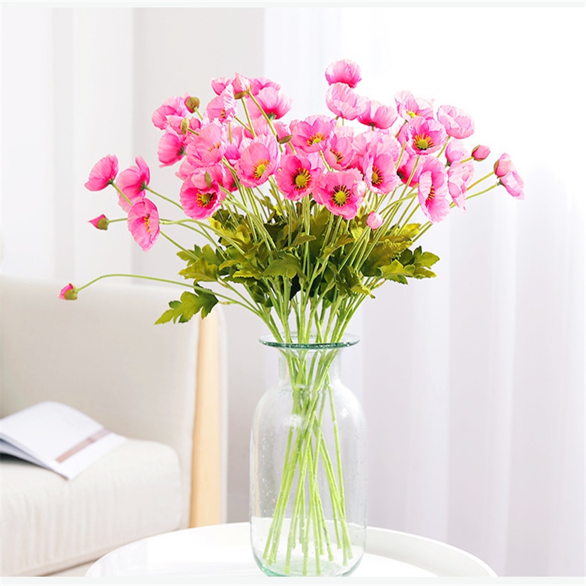 4 Heads/Tak Poppy Zijde Kunstbloemen Partij Decoratie Bloemstuk Bruidsmeisje Boeketten Lange Stem Voor Home Decor