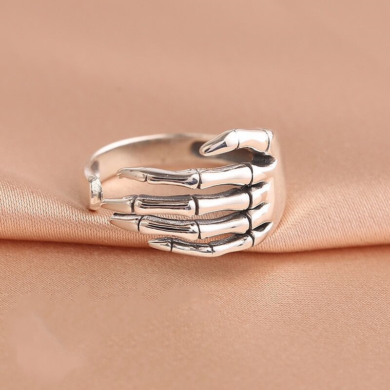 Anelli aperti a mano scheletrici in argento sterling 925 per le donne Accessori natalizi per gioielli di design di lusso per feste
