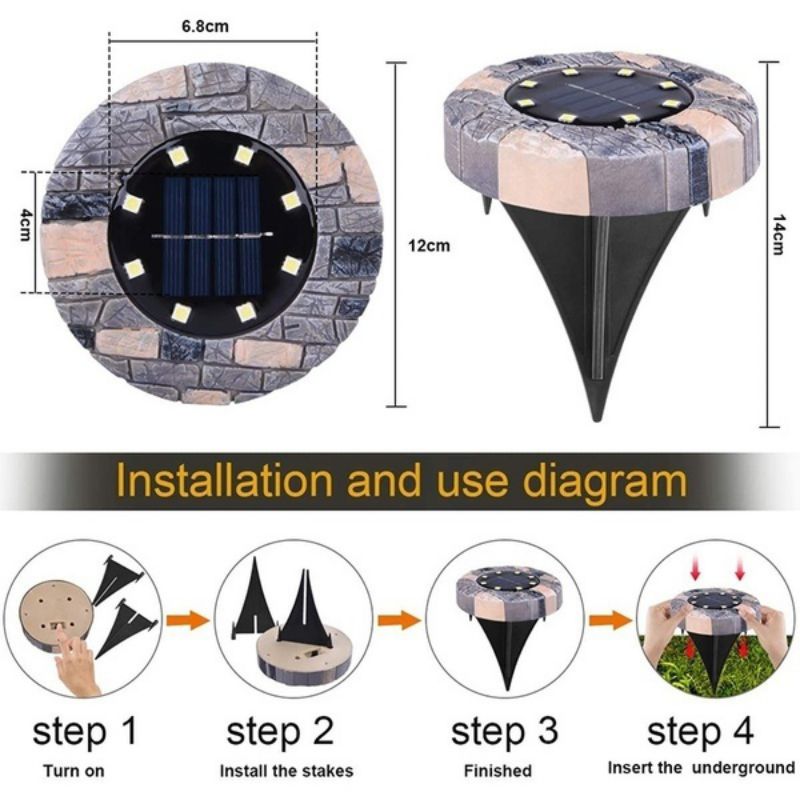 Solar Powered 8 Led Lights Outdoor Ground Lights Outdoor IP68 Waterproof Solar Garden Lights For Pathway Yard Walkway Patio Lawn