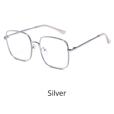 Ralferty Big Square Glasses Frame Women Optical Brand Eyeglasses Frames For Woman Prescription Glasses W9091: Silver