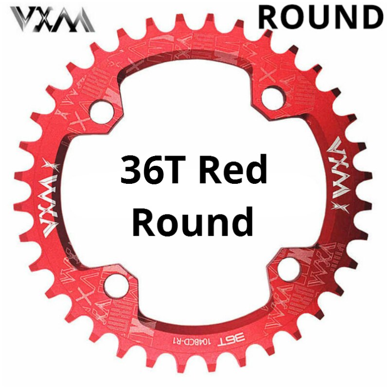 Plato ancho estrecho y ovalado vxm para bicicleta de montaña , 104bcd , 30t 32t 36t 34t 38t piezas de placa dentada, 104bcd .: 36t rondas rojas