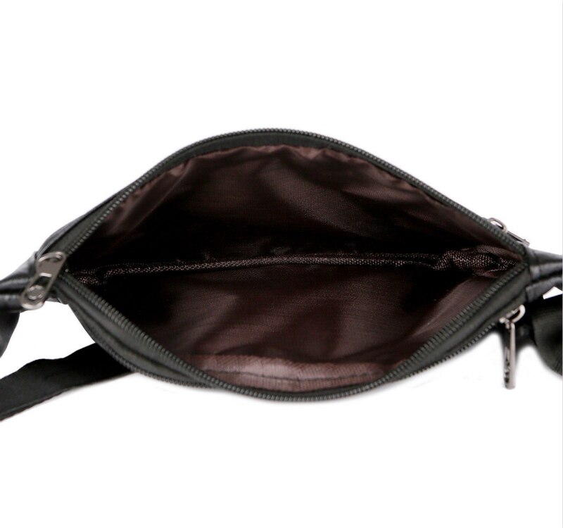 Herre pu lær fanny pack glidelås opp tynn reise fotturer cross body messenger midje bag slynge brystbelte bag