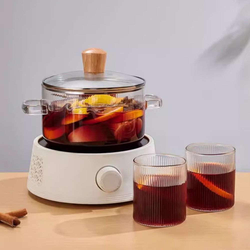 Cacerola de vidrio de borosilicato alto de 1,6l, olla de cocina con mango Binaural resistente al calor con tapa, tazón de fideos transparente Ramen