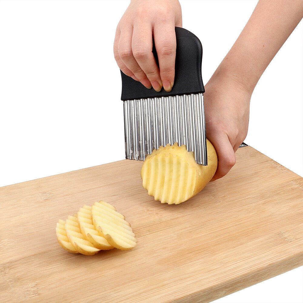 HILIFE French Fry Vegetable Cutter Potato Stainless Steel Wavy Edged Peeler Cutter Banana Fruits Potato Slicing Knife Chopper