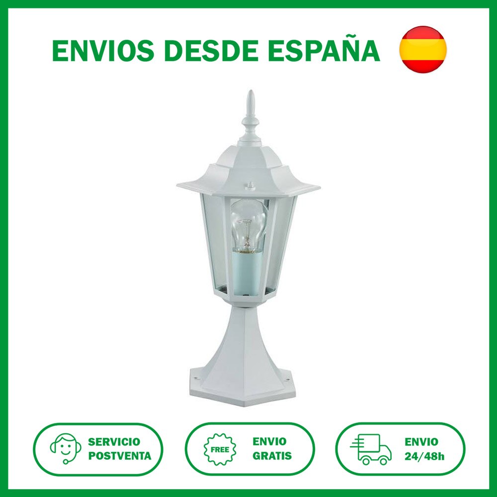 Farol sobremuro de aluminio blanco Orlando. Jardinería de la Simon Brico.
