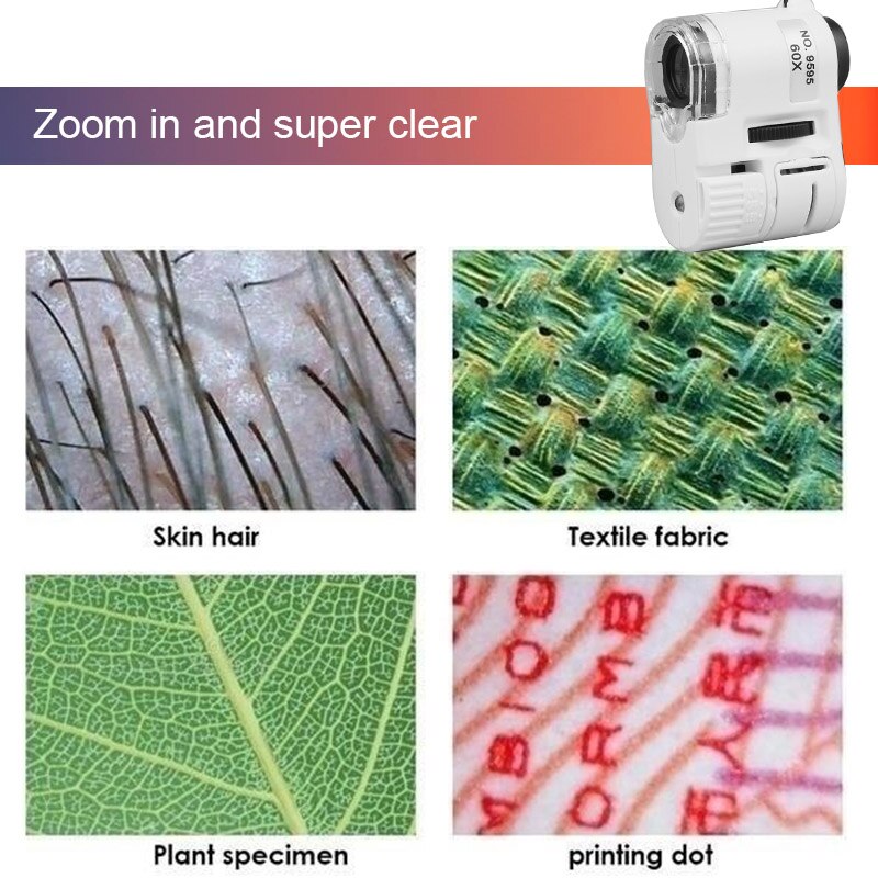 60X Magnifying Loupe With LED Light UV Light Luminated Pocket Microscope Handheld Jewelry Magnifier For Jewelry White