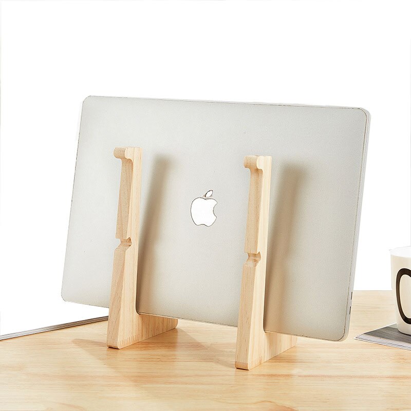 Suporte aimusly vertical para notebook, suporte de madeira com aumento de altura para armazenamento, para macbook 13, 15 polegadas e base de resfriamento